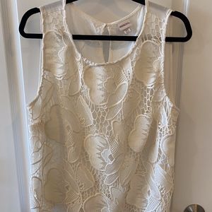 White Tank Top with Floral Lace Overlay
